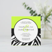 Cute Zebra Print Custom Lime Green Custom Wedding Kaart (Staand voorkant)