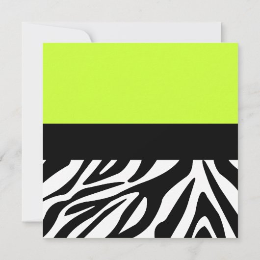 Cute Zebra Print Custom Lime Green Custom Wedding Kaart (Achterkant)