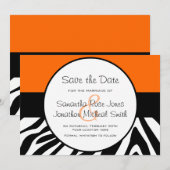 Cute Zebra Print Custom Oranje Save the Date (Voorkant / Achterkant)