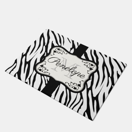 Cute Zebra Print Deurmat (Schuin)