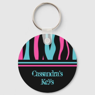Cute zebra print met jouw naam sleutelhanger