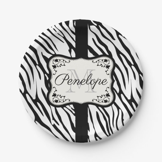 Cute Zebra Print Papieren Bordje (Voorkant)