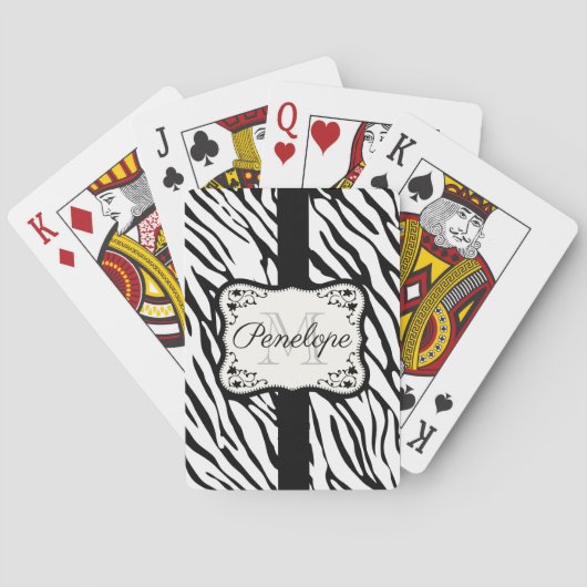 Cute Zebra Print Pokerkaarten (Achterkant)