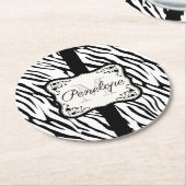Cute Zebra Print Ronde Kartonnen Onderzetter (Gebogen)