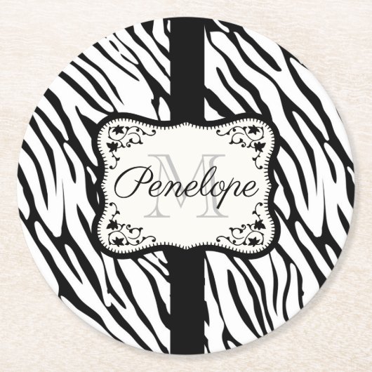 Cute Zebra Print Ronde Kartonnen Onderzetter (Voorkant)