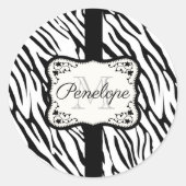 Cute Zebra Print Ronde Sticker (Voorkant)