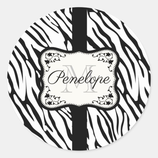 Cute Zebra Print Ronde Sticker (Voorkant)