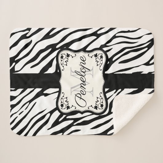 Cute Zebra Print Sherpa Deken (Voorkant (horizontaal))
