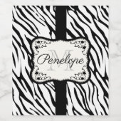 Cute Zebra Print Wijn Etiket (Enkel label)