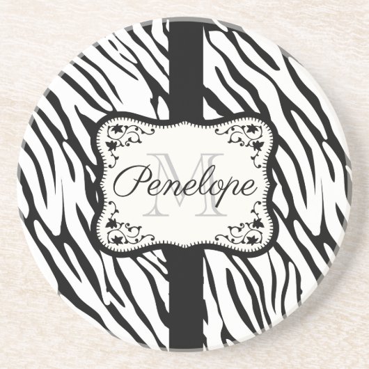 Cute Zebra Print Zandsteen Onderzetter (Voorkant)