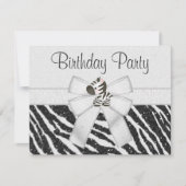 Cute Zebra, Printen Bow & Glitter Blik Dag Kaart (Voorkant)