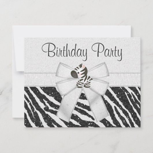 Cute Zebra, Printen Bow & Glitter Blik Dag Kaart (Voorkant)