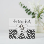 Cute Zebra, Printen Bow & Glitter Blik Dag Kaart (Staand voorkant)