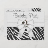 Cute Zebra, Printen Bow & Glitter Blik Dag Kaart (Voorkant / Achterkant)