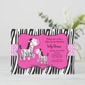 Cute Zebra Prints Stripes Baby shower Invitations Kaart (Staand voorkant)