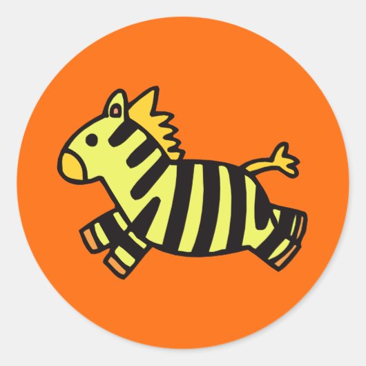 Cute Zebra Ronde Sticker (Voorkant)