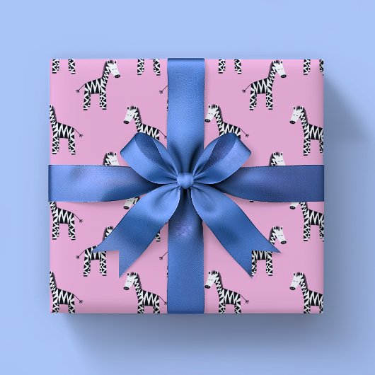 Cute zebra roze cadeaupapier