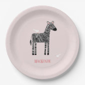 Cute Zebra roze Party Papieren Bordje (Voorkant)