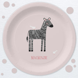 Cute Zebra roze Party Papieren Bordje