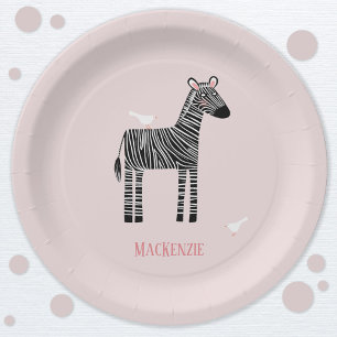 Cute Zebra roze Party Papieren Bordje