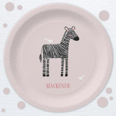 Cute Zebra roze Party Papieren Bordje