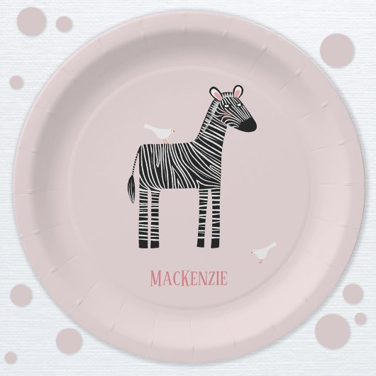 Cute Zebra roze Party Papieren Bordje