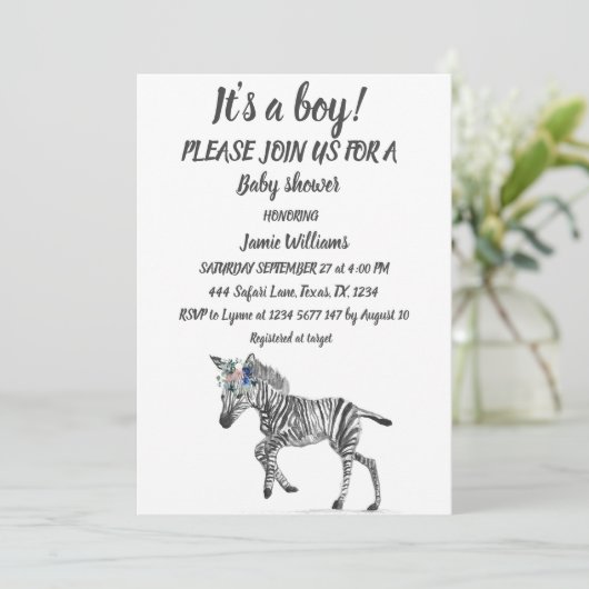 Cute Zebra Safari Oerwoud animal Baby Boy Kaart (Staand voorkant)