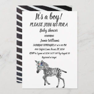 Cute Zebra Safari Oerwoud animal Baby Boy Kaart