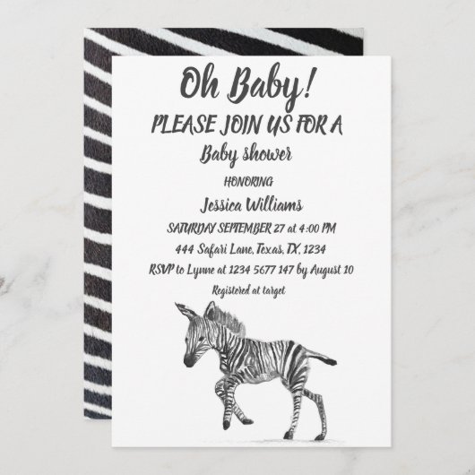 Cute Zebra Safari Oerwoud  Animal Baby boy Kaart (Voorkant / Achterkant)