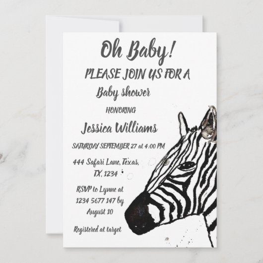 Cute Zebra Safari Oerwoud patroon Animal Baby boy Kaart (Voorkant)