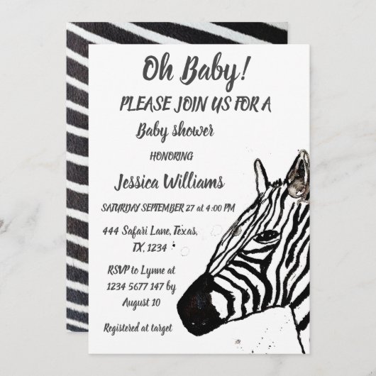 Cute Zebra Safari Oerwoud patroon Animal Baby boy Kaart (Voorkant / Achterkant)
