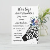 Cute Zebra Safari Oerwoud patroon Animal Baby boy Kaart (Staand voorkant)