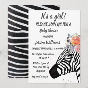 Cute Zebra Safari Oerwoud patroon Animal Baby girl Kaart