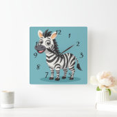 Cute Zebra Vierkante Klok (Huis)