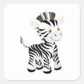 Cute Zebra Vierkante Sticker (Voorkant)