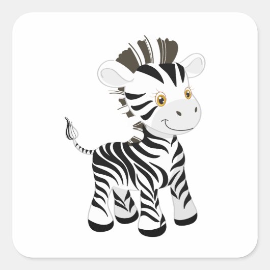 Cute Zebra Vierkante Sticker (Voorkant)