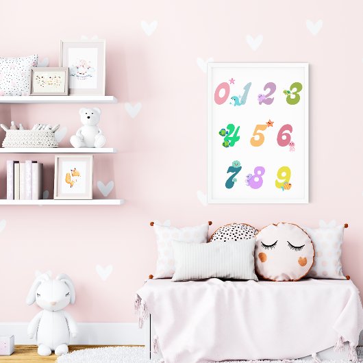 Cute Zee Animals Number Neursery Education Poster