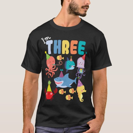 Cute Zee Animals Ocean Creatparty 3rd Birthda T-shirt (Voorkant)