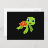 Cute Zee Baby Turtle Gift Aankondigingskaart (Voorkant / Achterkant)