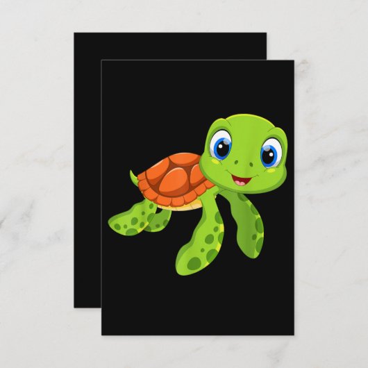 Cute Zee Baby Turtle Gift Bedankkaart (Voorkant / Achterkant)