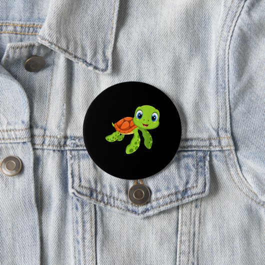 Cute Zee Baby Turtle Gift Ronde Button 7,6 Cm (In situ)