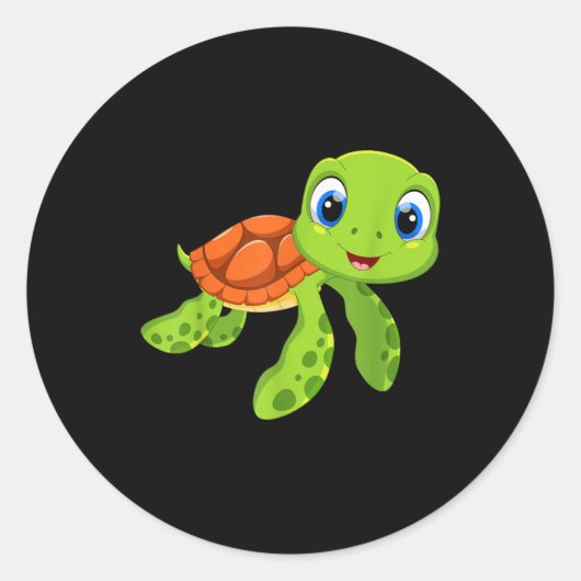 Cute Zee Baby Turtle Gift Ronde Sticker (Voorkant)