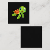 Cute Zee Baby Turtle Gift Vierkante Visitekaartje (Voorkant / Achterkant)