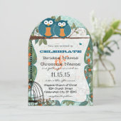 Cute Zee Blue Owl Marry My Best Friend Weddenschap Kaart (Staand voorkant)