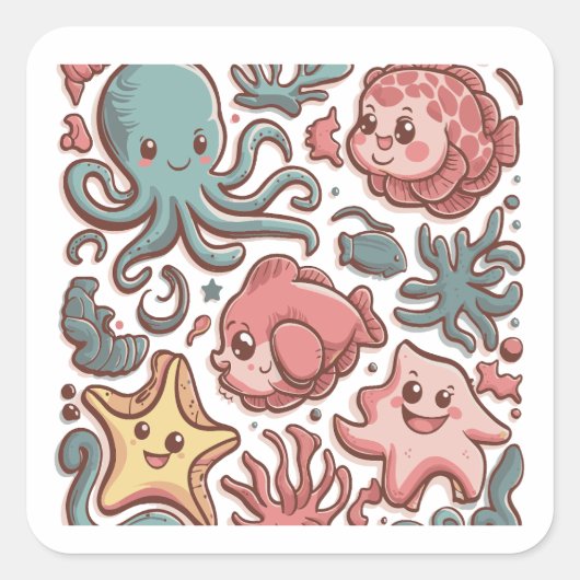 Cute Zee creaties Vierkante Sticker (Voorkant)