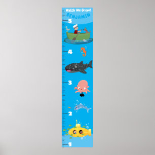 Cute zee creats submarine boving growth chart poster