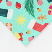 Cute Zee Green Kerstmis Pattern Colorful Fleece Deken (Hoek)