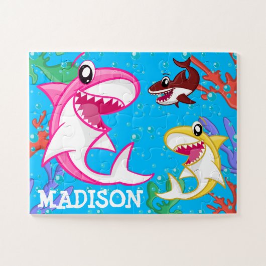 Cute Zee Life Animal Shark Underwater Ocean Kinder Legpuzzel (Horizontaal)