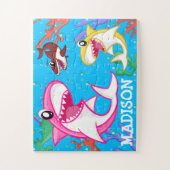 Cute Zee Life Animal Shark Underwater Ocean Kinder Legpuzzel (Verticaal)