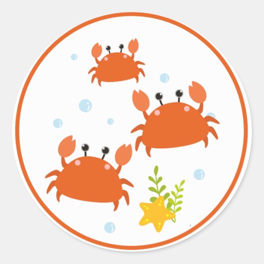 Cute Zee life Crabs Scrapbooking Ronde Sticker (Voorkant)